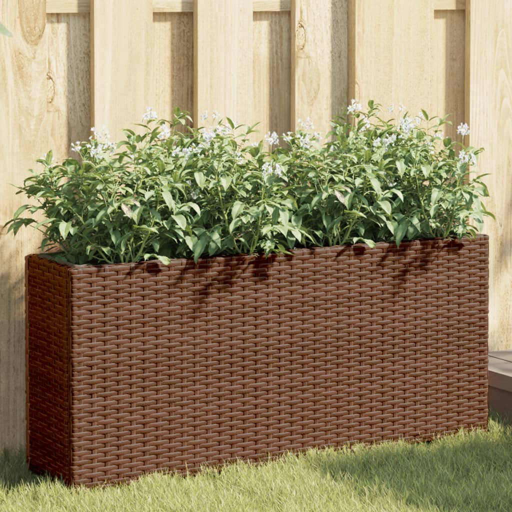 Jardineras Con 2 Maceteros 2 Uds Ratán Pe 90X20X40 Cm