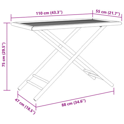 Mesa De Jardín Plegable De Bambú 110X55X75 Cm