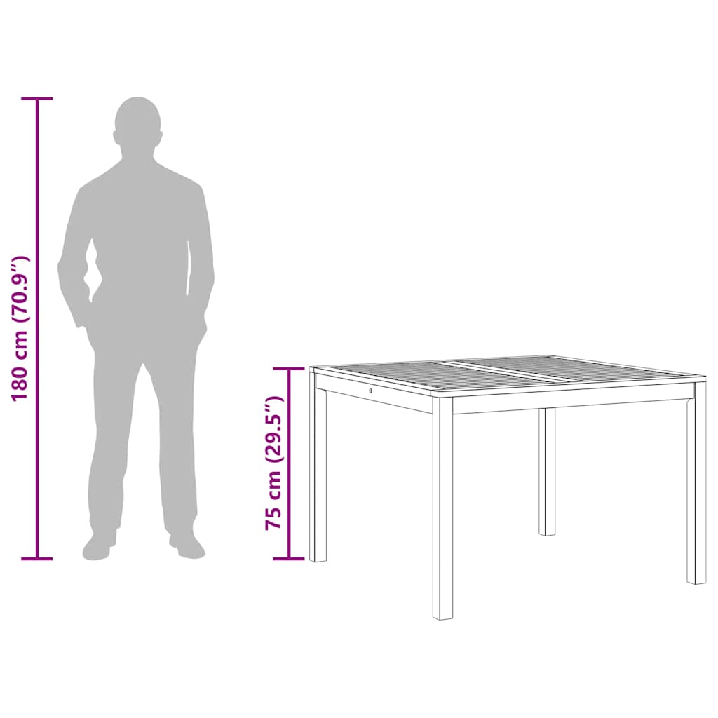 Mesa De Comedor De Jardín Madera Maciza De Acacia