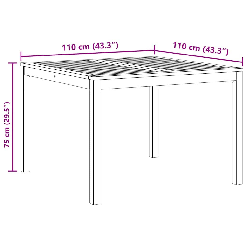 Mesa De Comedor De Jardín Madera Maciza De Acacia