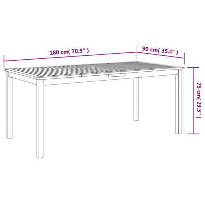 Mesa De Comedor De Jardín Madera Maciza De Acacia