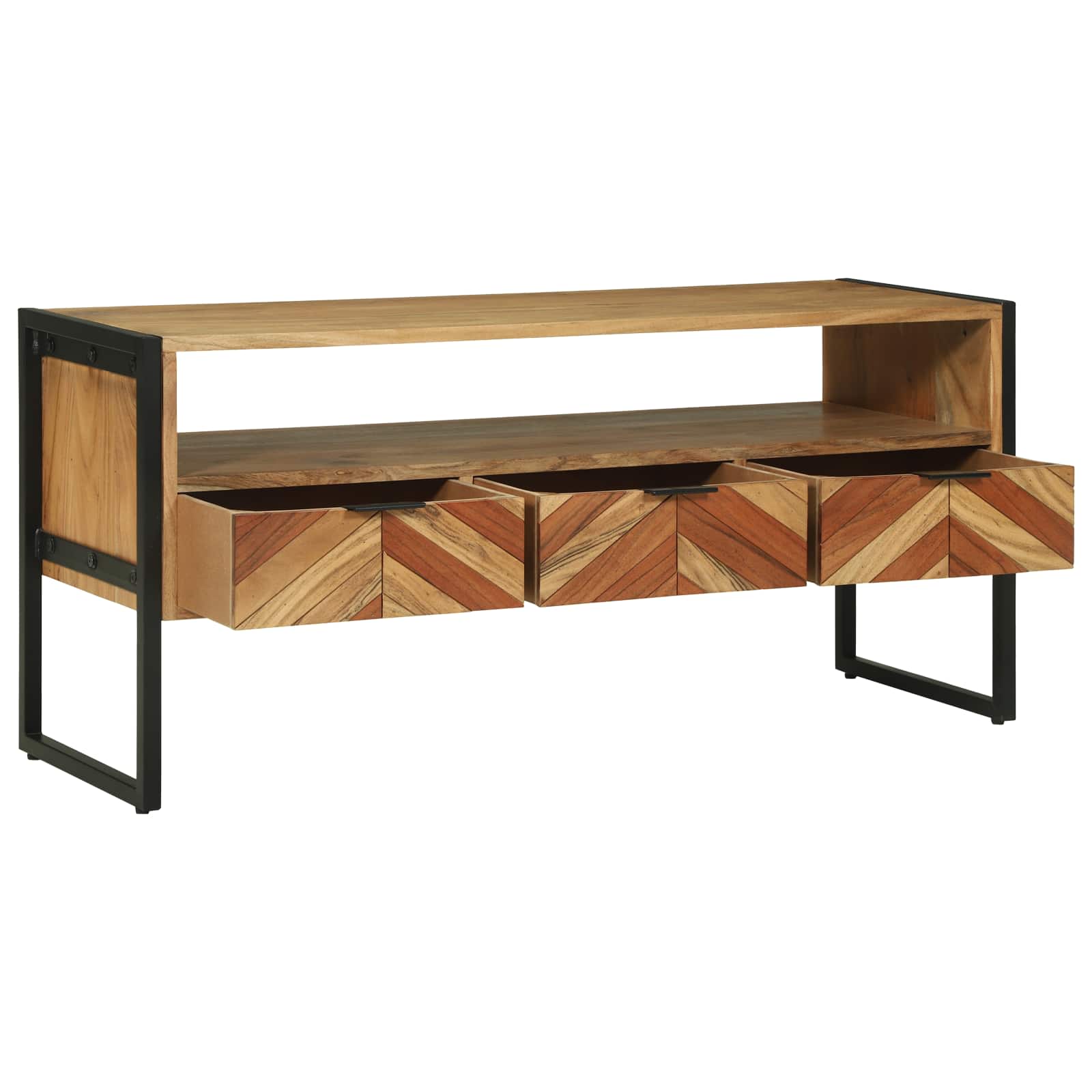 Mueble De Tv Marrón 100 X 35 X 50 Cm Madera De Acacia Sólida