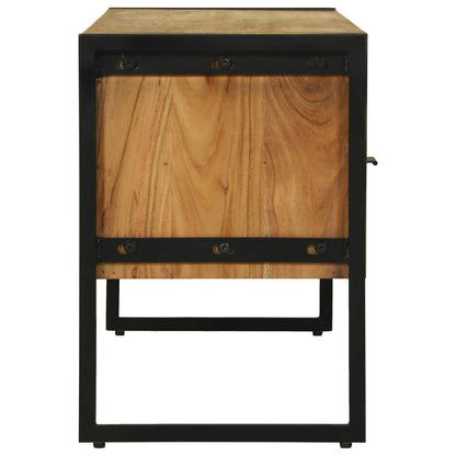 Mueble De Tv Marrón 100 X 35 X 50 Cm Madera De Acacia Sólida