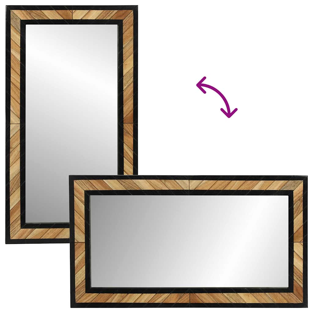 Espejo De Pared Rectangular Negro Y Marrón 50 X 2 X 90 Cm