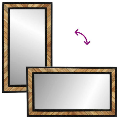 Espejo De Pared Rectangular Negro Y Marrón 50 X 2 X 90 Cm
