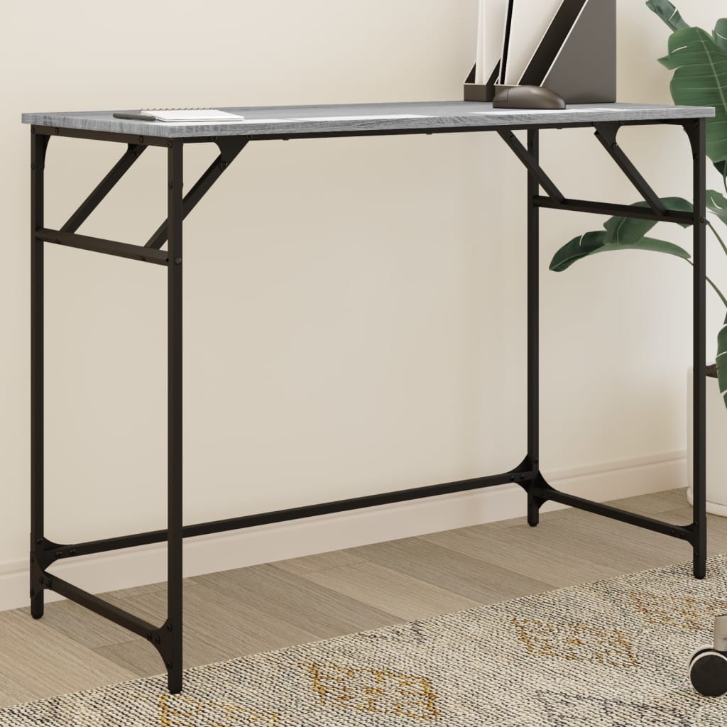 Escritorio Madera Ingeniería Y Acero Sonoma Gris 100X45X76 Cm