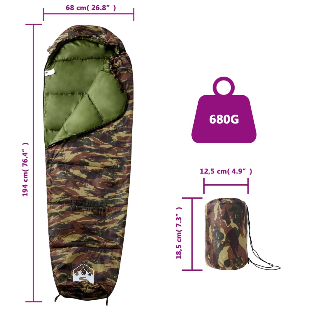 Saco De Dormir Tipo Momia De Camping Para Adultos 3 Estaciones