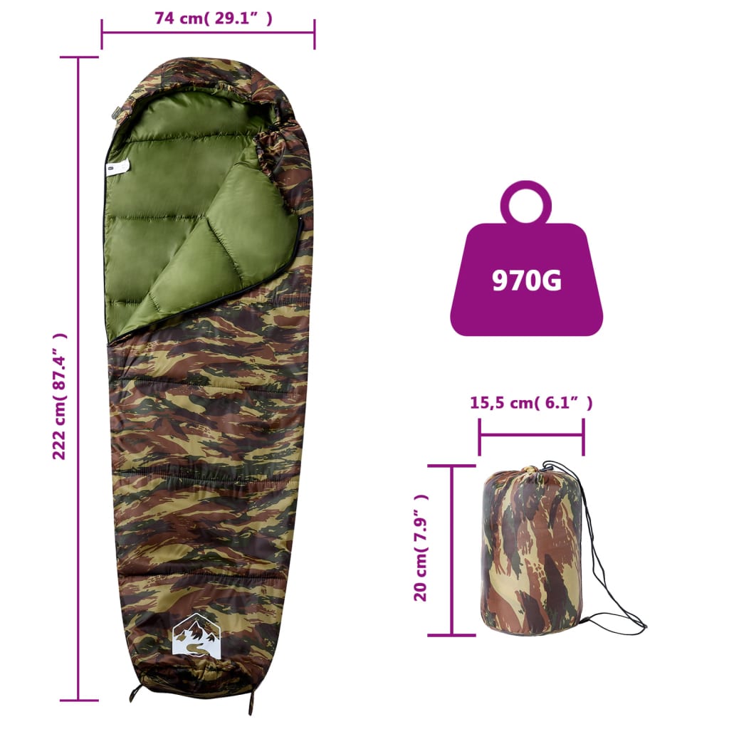Saco De Dormir Tipo Momia De Camping Para Adultos 3 Estaciones