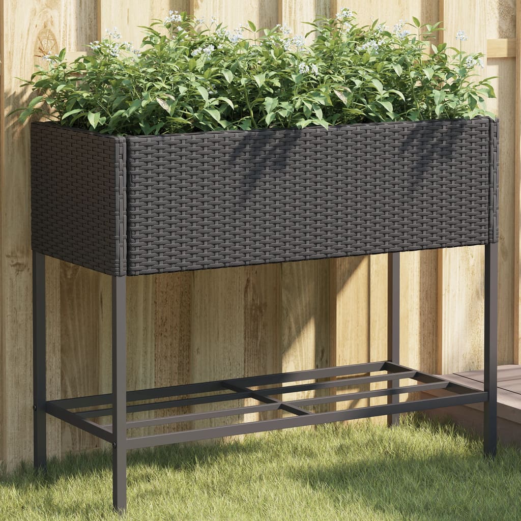 Jardineras Con Estante 2 Uds Ratán Sintético