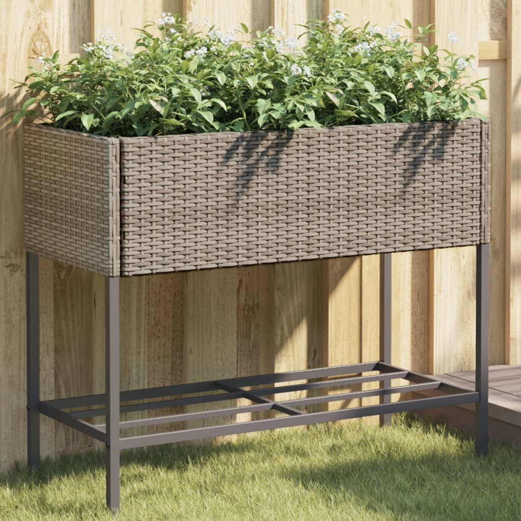 Jardineras Con Estante 2 Uds Ratán Sintético