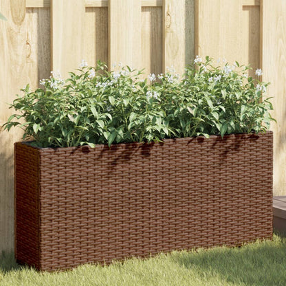 Jardineras Con 2 Maceteros 2 Uds Ratán Pe 90X20X40 Cm