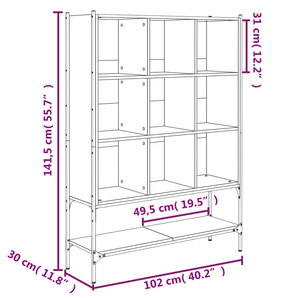 Estantería De Madera De Ingeniería Negra 102X30X141,5 Cm
