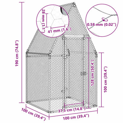Jaula Para Gallinas Acero Galvanizado Plateado