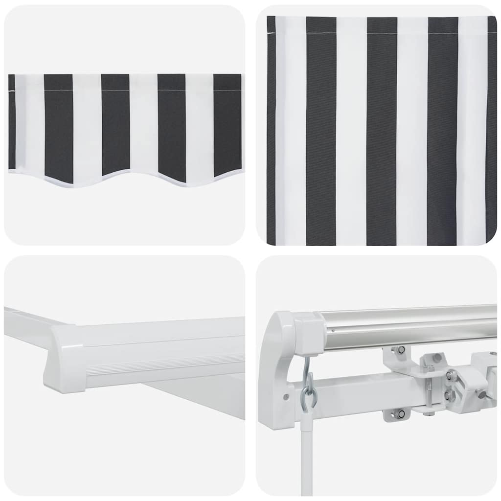 Toldo Retráctil Manual Gris Antracita Y Blanco 450X300 Cm