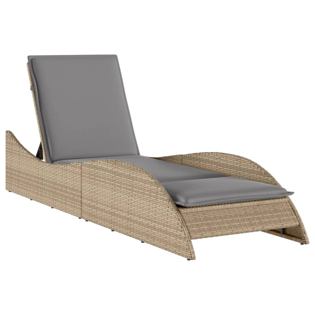 Tumbona Con Cojín Ratán Sintético Beige