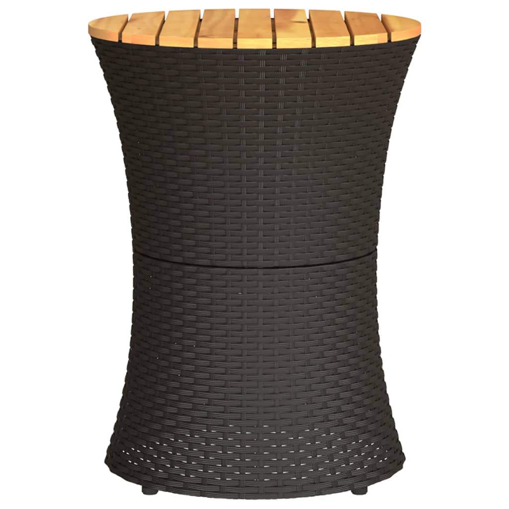 Mesa De Jardín Forma De Tambor Ratán Sintético Y Madera