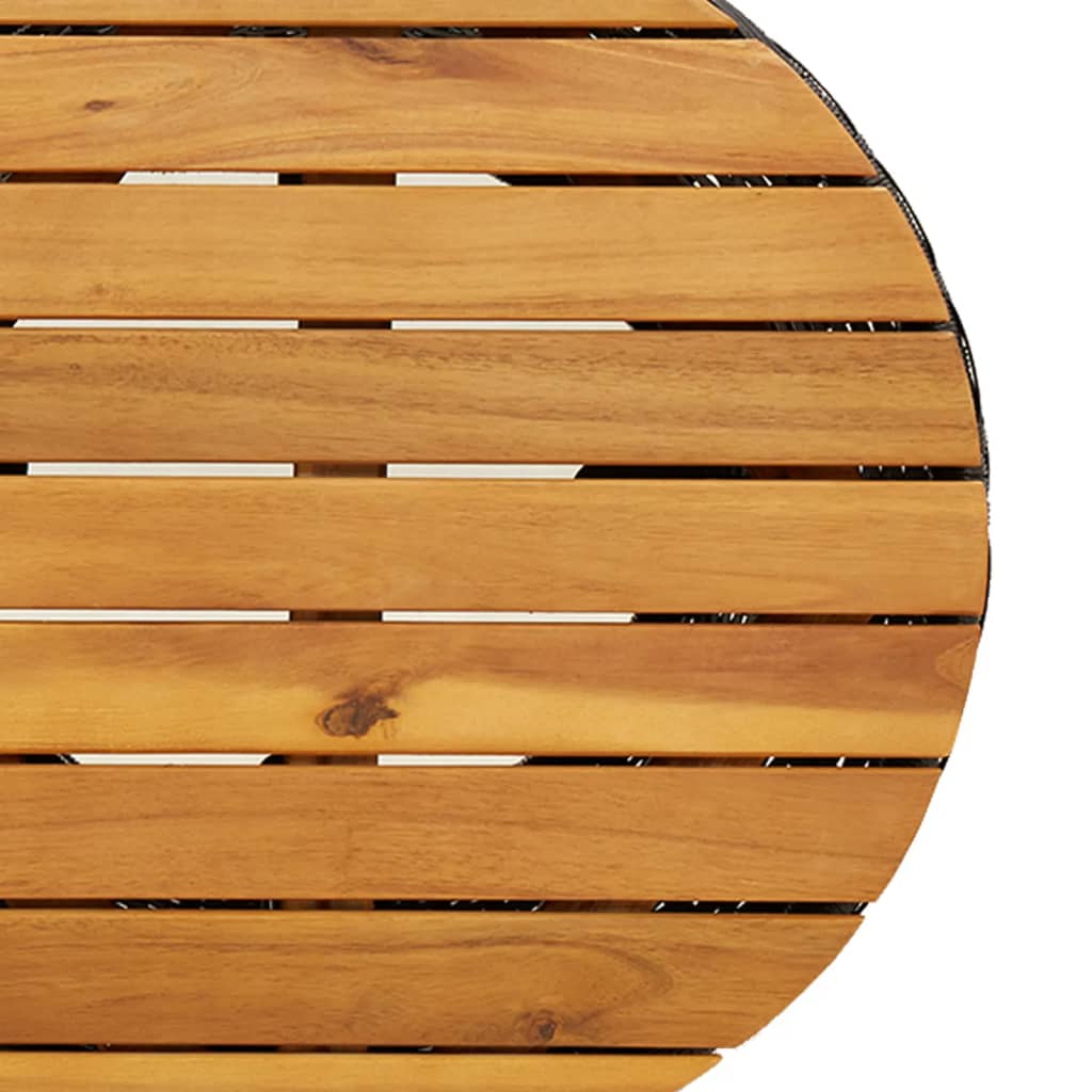 Mesa De Jardín Forma De Tambor Ratán Sintético Y Madera