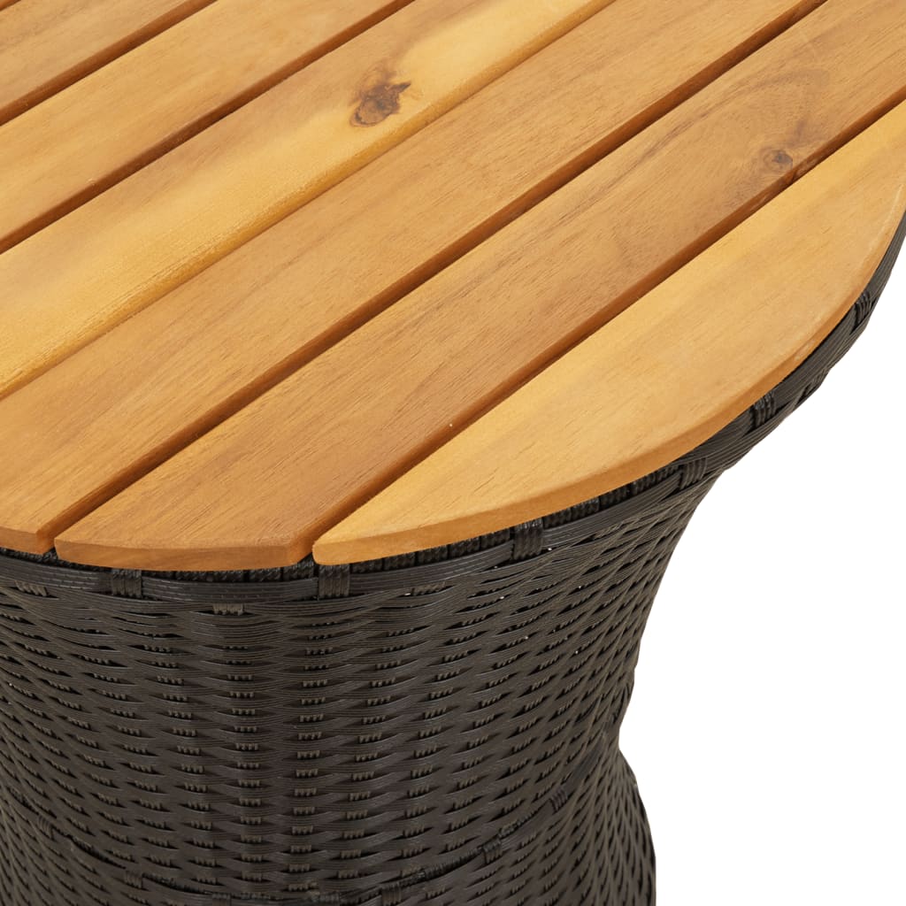 Mesa De Jardín Forma De Tambor Ratán Sintético Y Madera