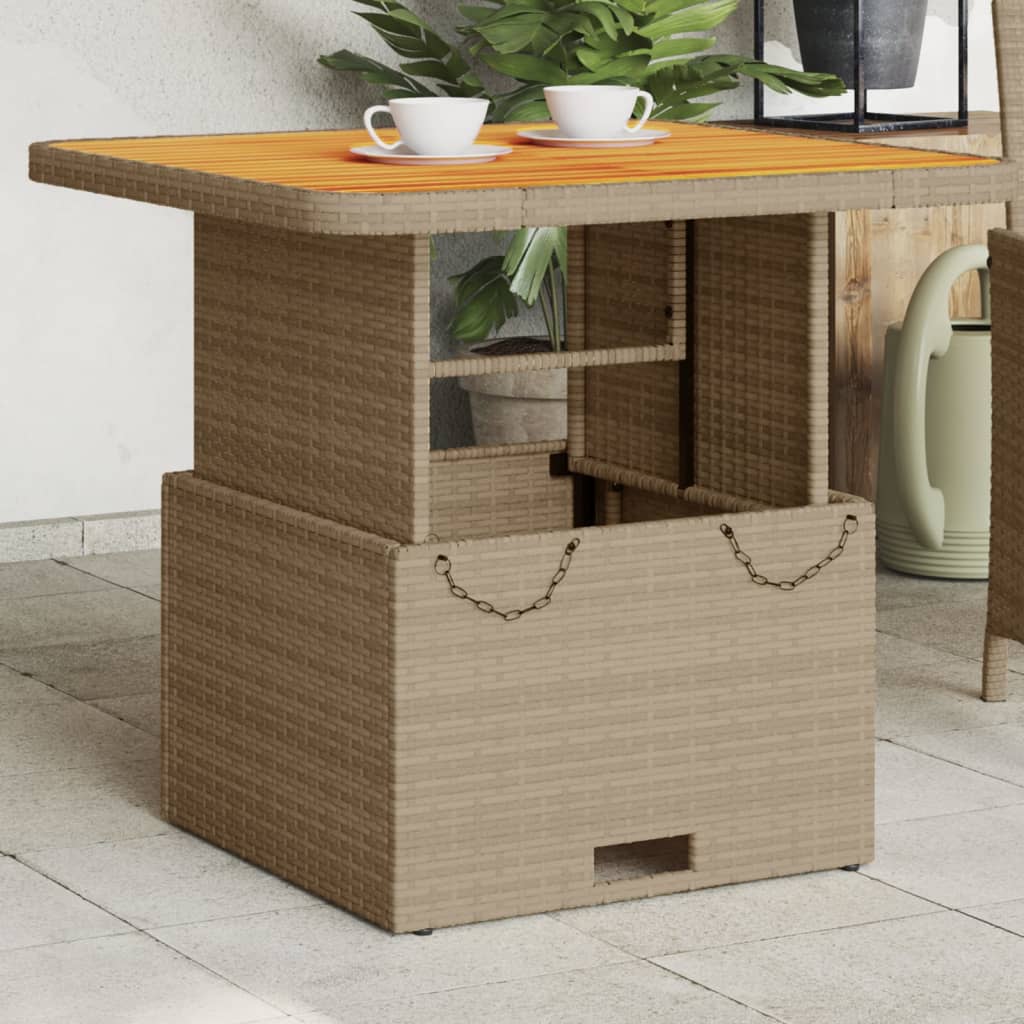 Mesa De Jardín Ratán Sintético Madera Acacia