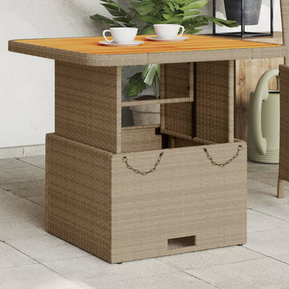 Mesa De Jardín Ratán Sintético Madera Acacia
