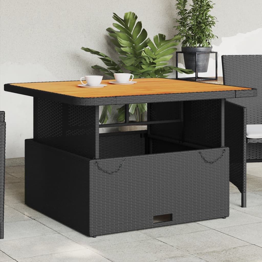 Mesa De Jardín Ratán Sintético Madera Acacia