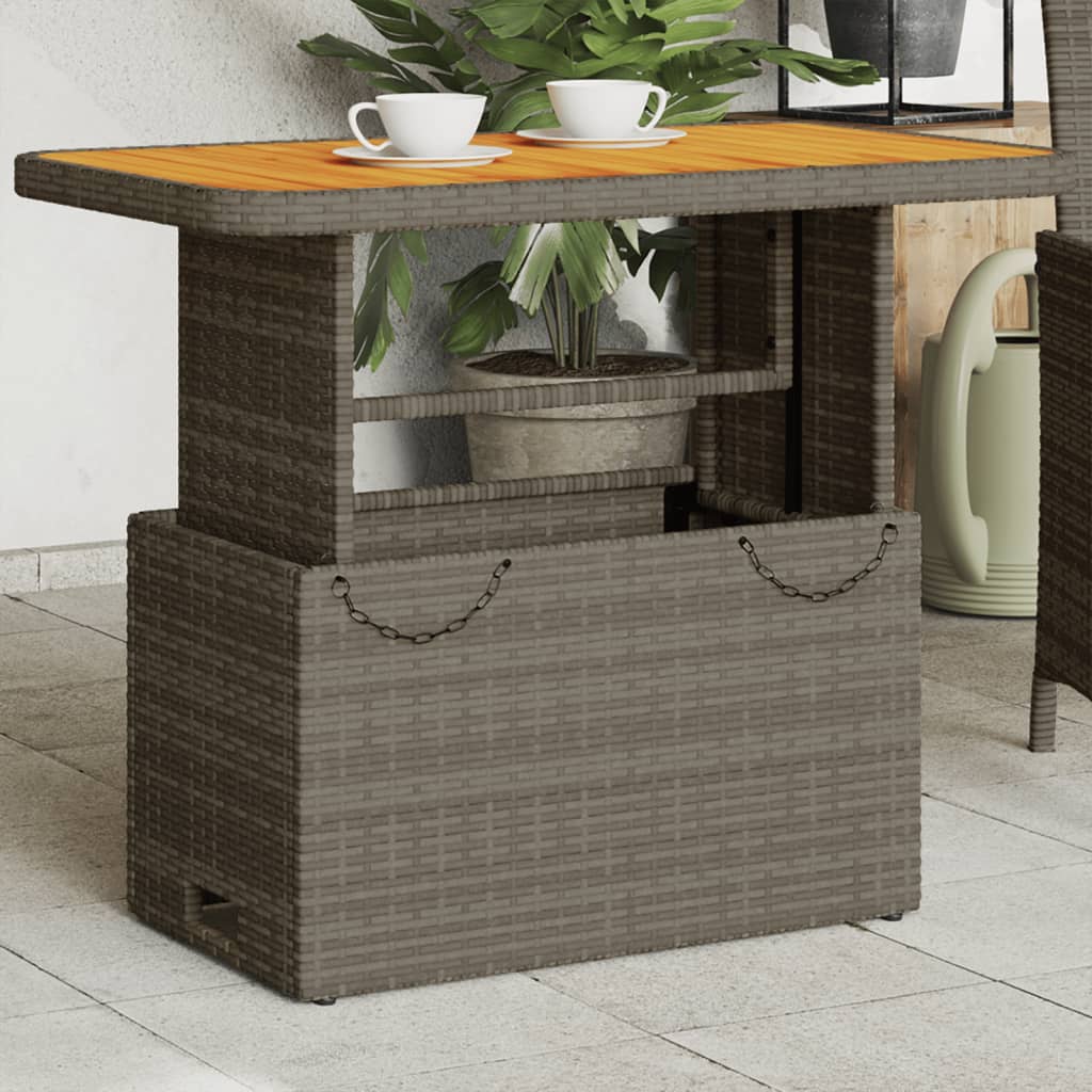 Mesa De Jardín Ratán Sintético Madera Acacia