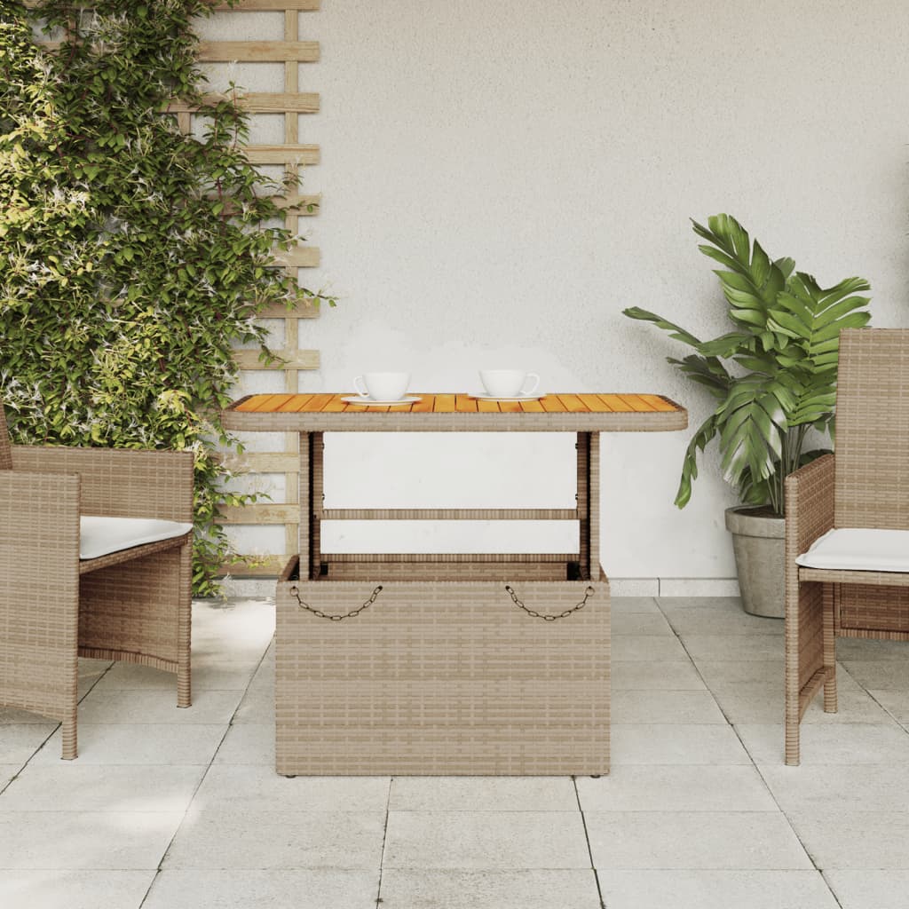 Mesa De Jardín Ratán Sintético Madera Acacia