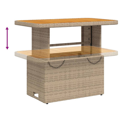 Mesa De Jardín Ratán Sintético Madera Acacia