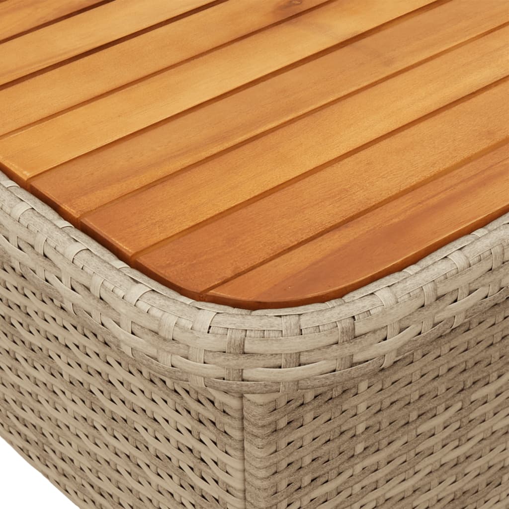 Mesa De Jardín Ratán Sintético Madera Acacia