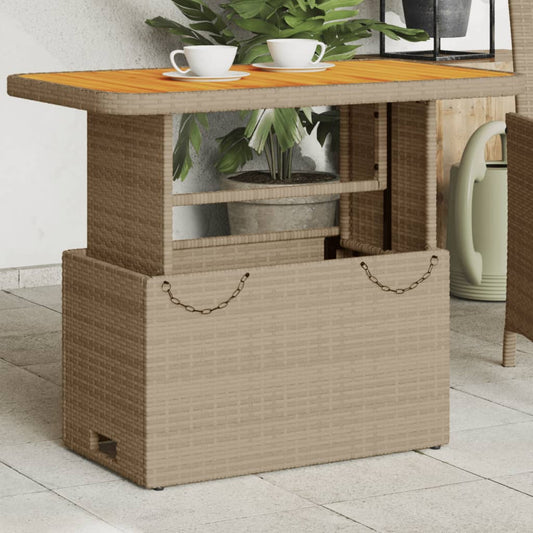 Mesa De Jardín Ratán Sintético Madera Acacia