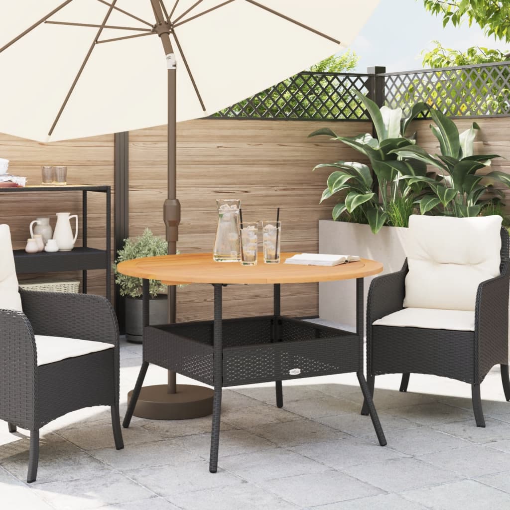 Mesa De Jardín Superficie Madera Acacia Ratán Ø110X71 Cm
