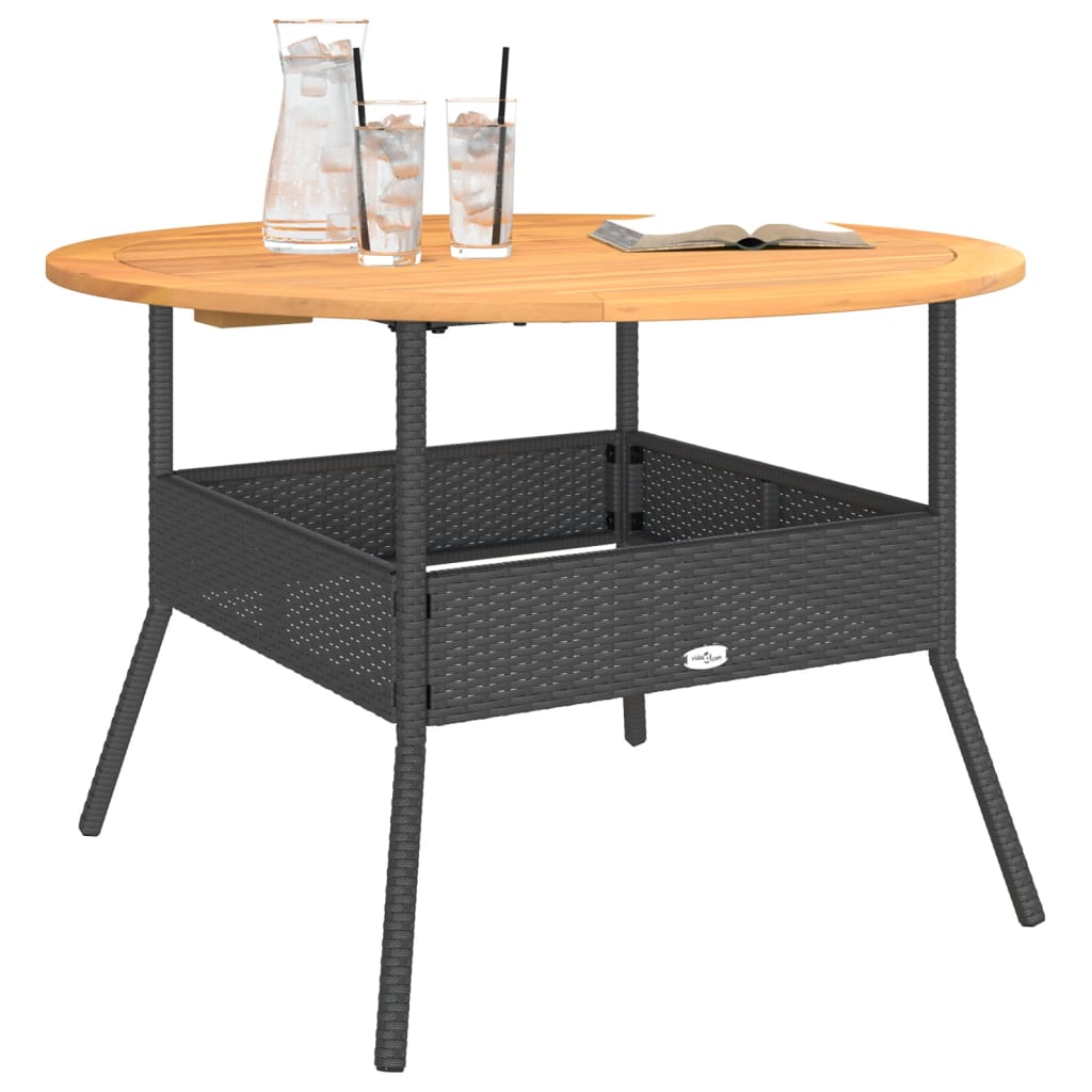 Mesa De Jardín Superficie Madera Acacia Ratán Ø110X71 Cm