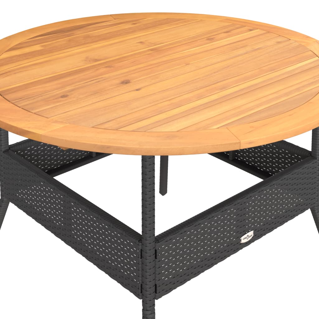 Mesa De Jardín Superficie Madera Acacia Ratán Ø110X71 Cm