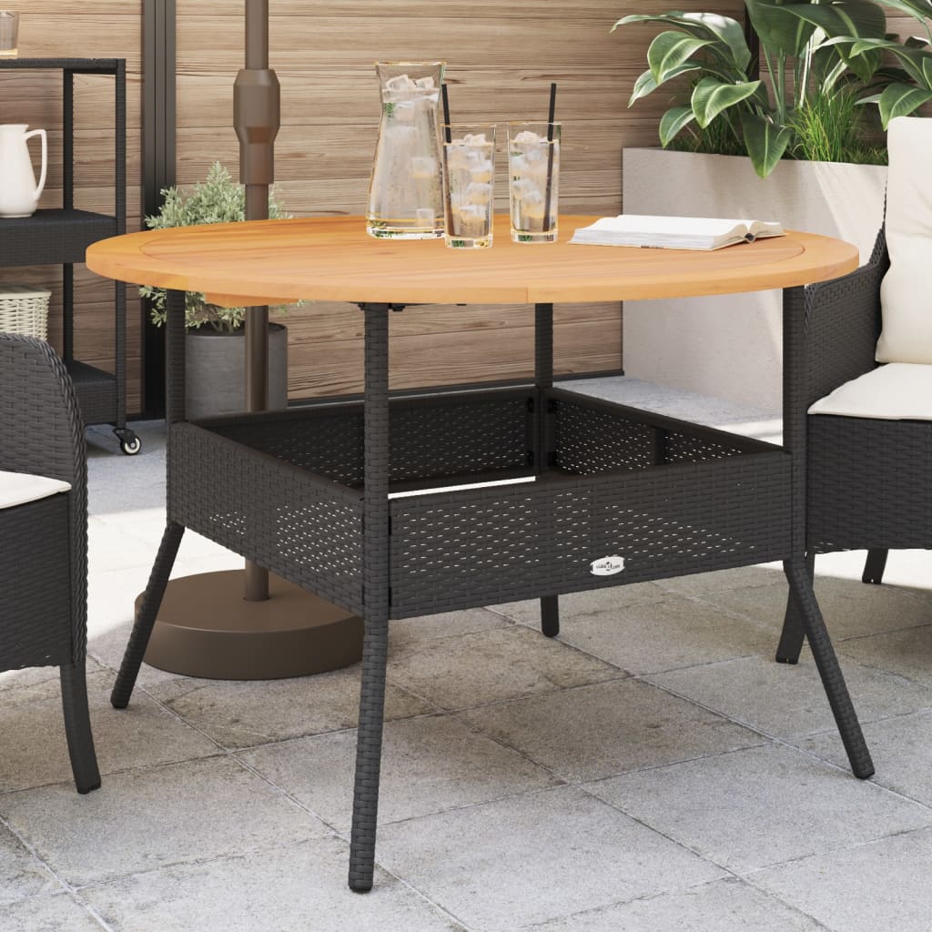 Mesa De Jardín Superficie Madera Acacia Ratán Ø110X71 Cm