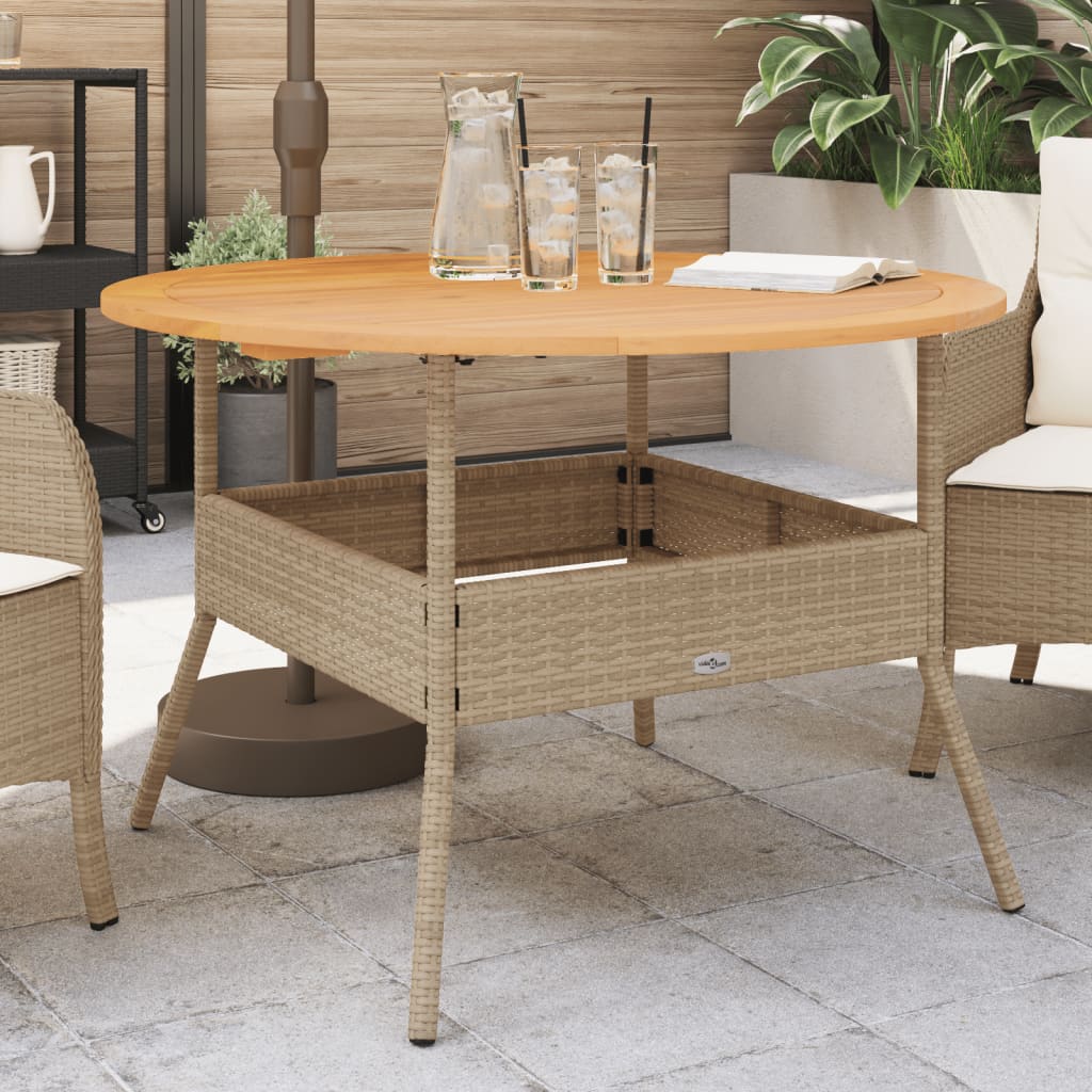 Mesa De Jardín Superficie Madera Acacia Ratán Ø110X71 Cm