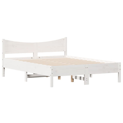 Estructura De Cama Sin Colchón Madera De Pino Blanca