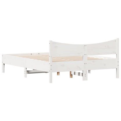 Estructura De Cama Sin Colchón Madera De Pino Blanca
