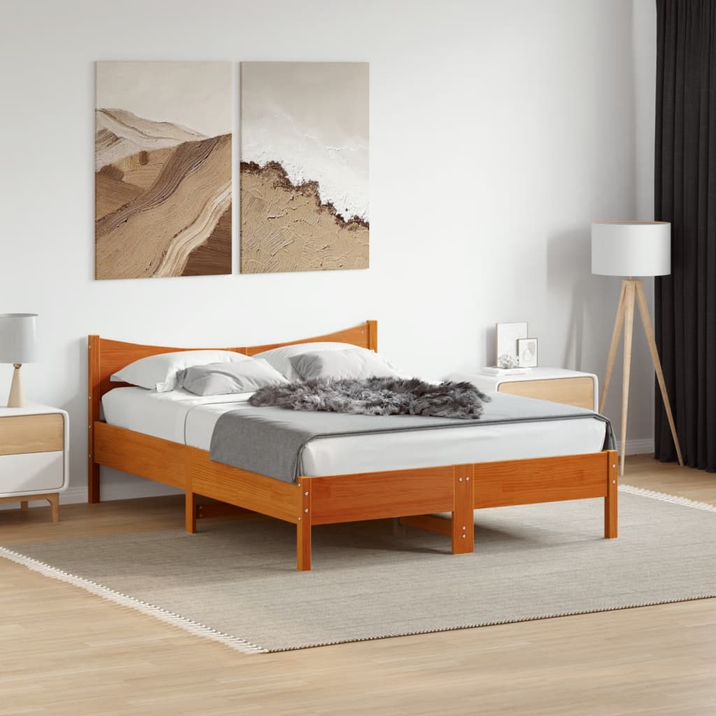 Estructura De Cama Sin Colchón Madera De Pino Blanca