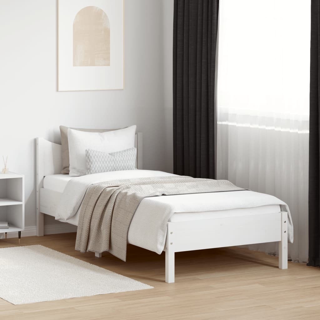 Estructura De Cama Sin Colchón Madera De Pino Blanca