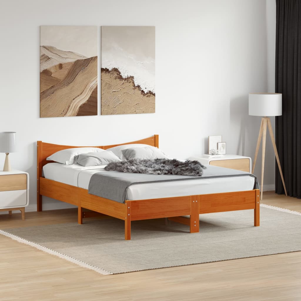 Estructura De Cama Sin Colchón Madera De Pino Blanca