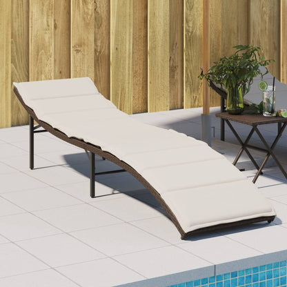 Tumbona Con Cojín Ratán Sintético Beige 55X199X50 Cm