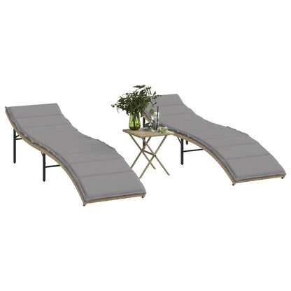 Tumbona Con Cojín Ratán Sintético Beige 55X199X50 Cm
