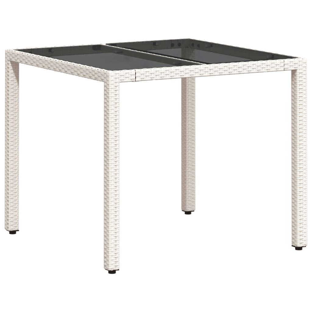 Mesa De Jardín Superficie De Vidrio Ratán Pe 90X90X75 Cm