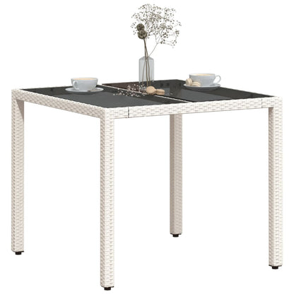 Mesa De Jardín Superficie De Vidrio Ratán Pe 90X90X75 Cm