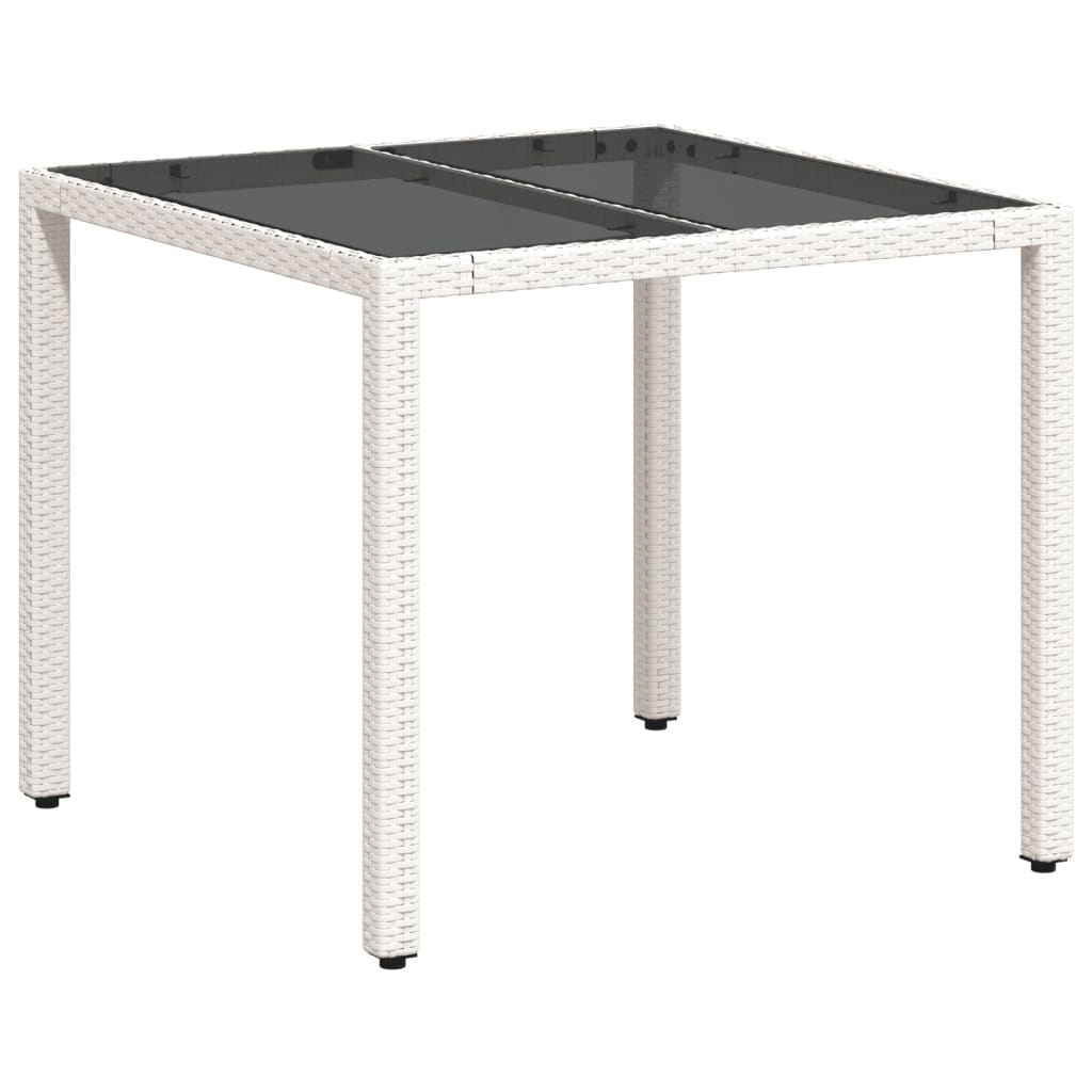 Mesa De Jardín Superficie De Vidrio Ratán Pe 90X90X75 Cm