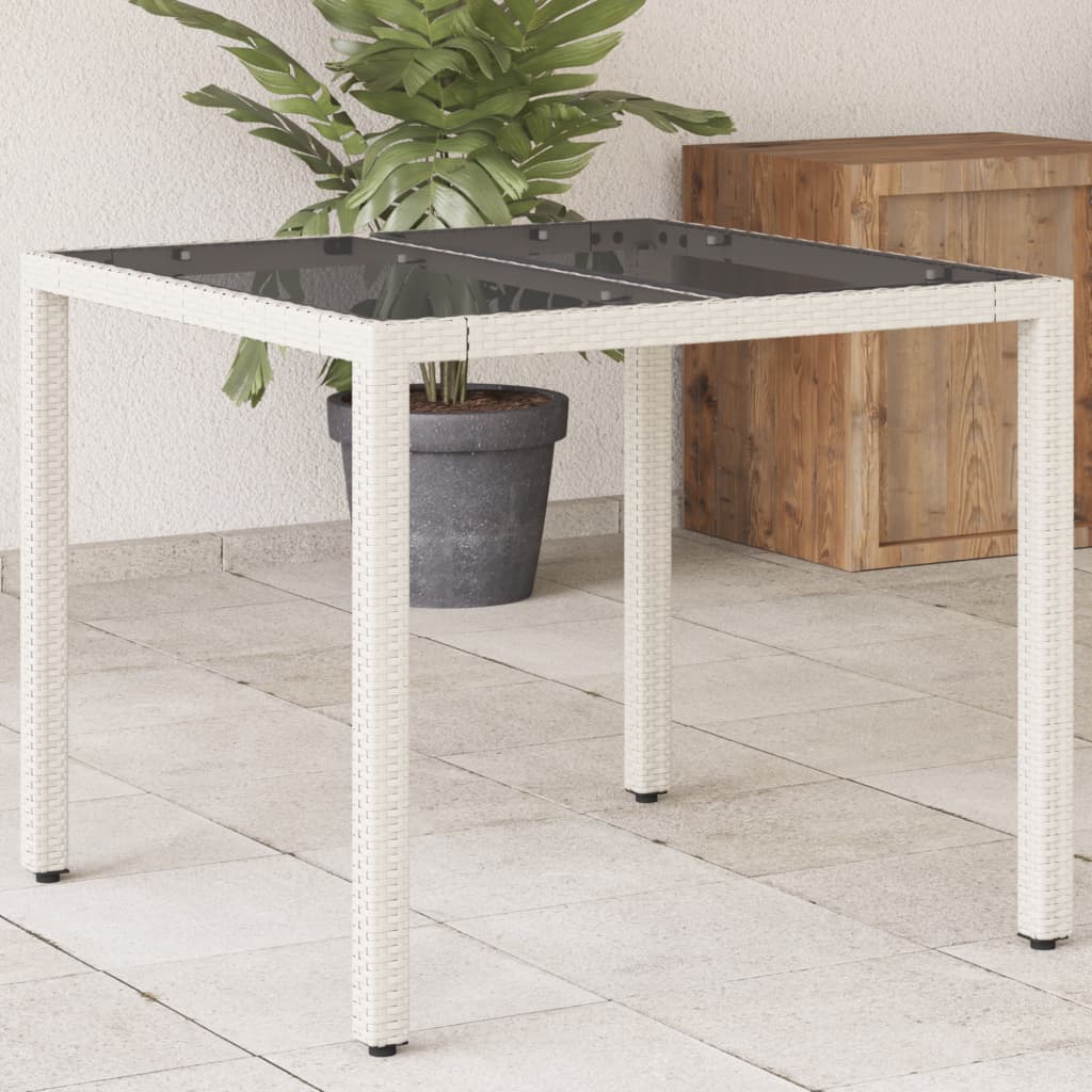 Mesa De Jardín Superficie De Vidrio Ratán Pe 90X90X75 Cm