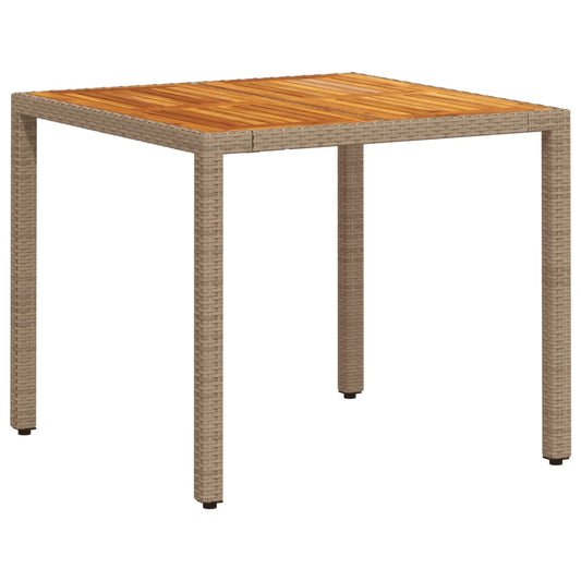 Mesa De Jardín De Ratán Pe Y Madera Acacia