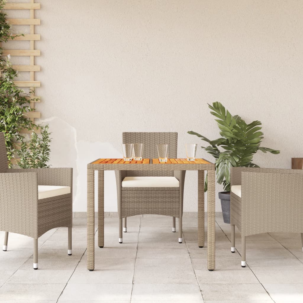 Mesa De Jardín De Ratán Pe Y Madera Acacia