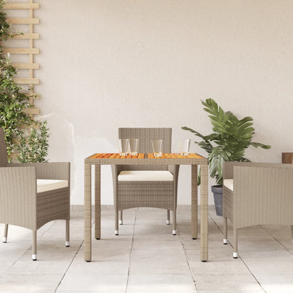 Mesa De Jardín De Ratán Pe Y Madera Acacia