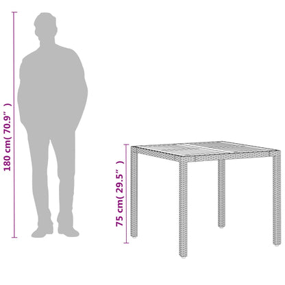 Mesa De Jardín De Ratán Pe Y Madera Acacia
